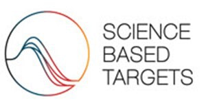 Offizielles Logo von Science Based Targets mit einem kreisförmigen Isotyp aus Temperaturlinien und schwarzem Text auf weißem Hintergrund.